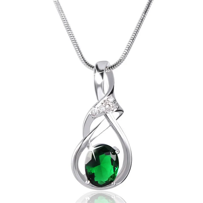 New Purple Crystal Wedding Jewelry for Women 18K Gold Plated Luxury Brand Statement Zirconia Pendant Necklace