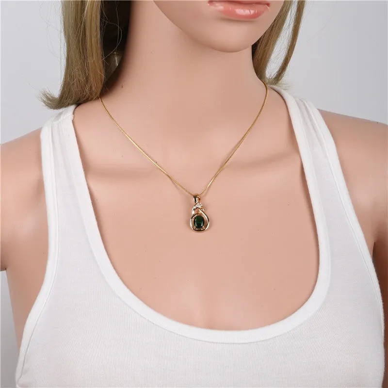 New Purple Crystal Wedding Jewelry for Women 18K Gold Plated Luxury Brand Statement Zirconia Pendant Necklace