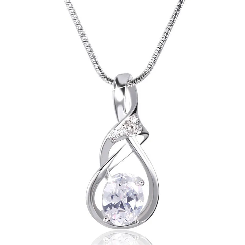 New Purple Crystal Wedding Jewelry for Women 18K Gold Plated Luxury Brand Statement Zirconia Pendant Necklace