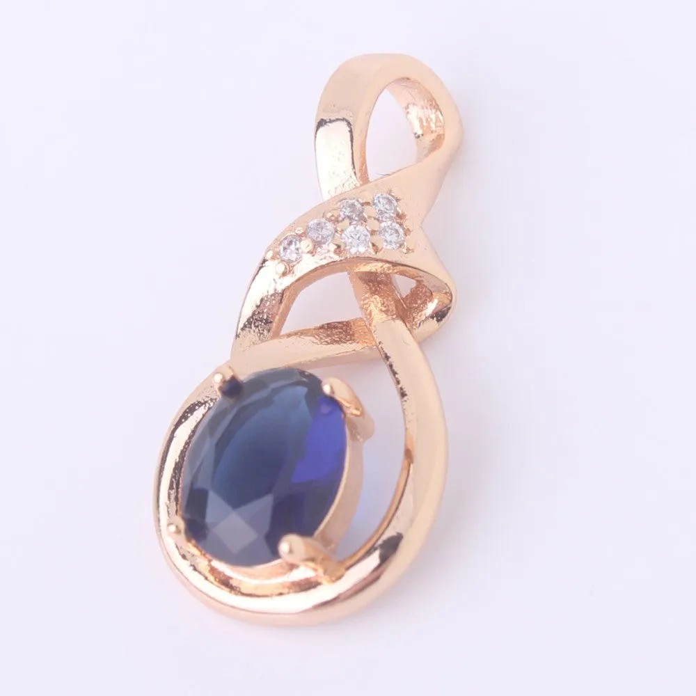 New Purple Crystal Wedding Jewelry for Women 18K Gold Plated Luxury Brand Statement Zirconia Pendant Necklace