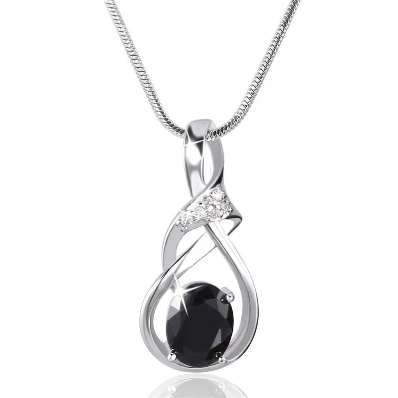New Purple Crystal Wedding Jewelry for Women 18K Gold Plated Luxury Brand Statement Zirconia Pendant Necklace
