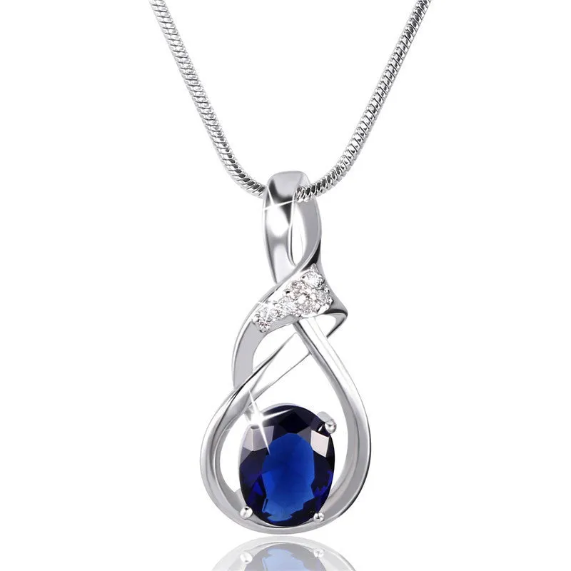 New Purple Crystal Wedding Jewelry for Women 18K Gold Plated Luxury Brand Statement Zirconia Pendant Necklace
