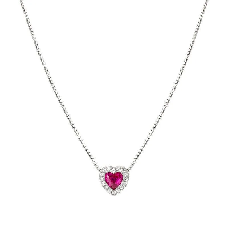 Nomination All My Love Necklace, Heart, Red Cubic Zirconia, Silver