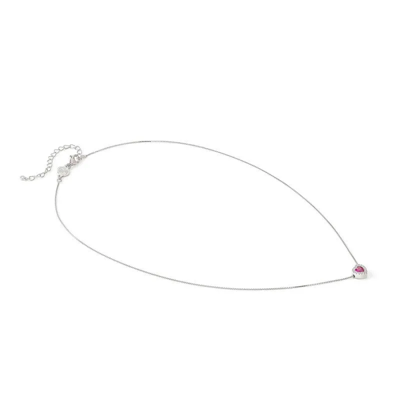 Nomination All My Love Necklace, Heart, Red Cubic Zirconia, Silver