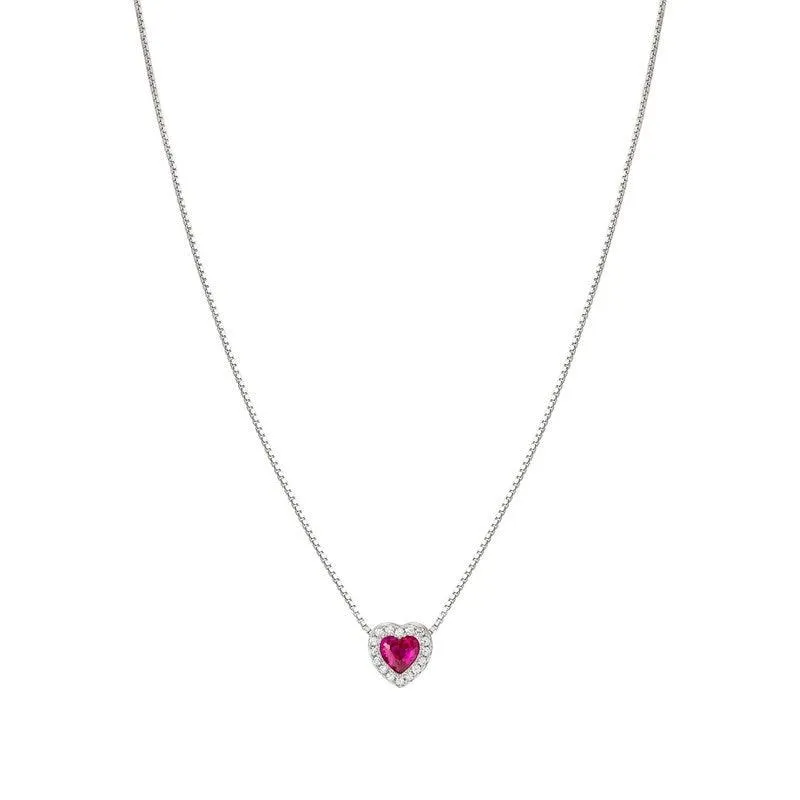 Nomination All My Love Necklace, Heart, Red Cubic Zirconia, Silver