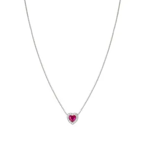 Nomination All My Love Necklace, Heart, Red Cubic Zirconia, Silver
