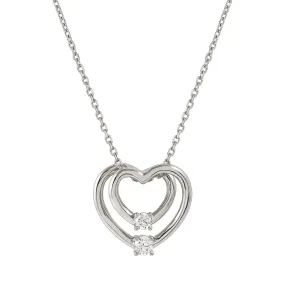 Nomination Cosmiclove Cubic Zirconia Set Double Heart Necklace Silver