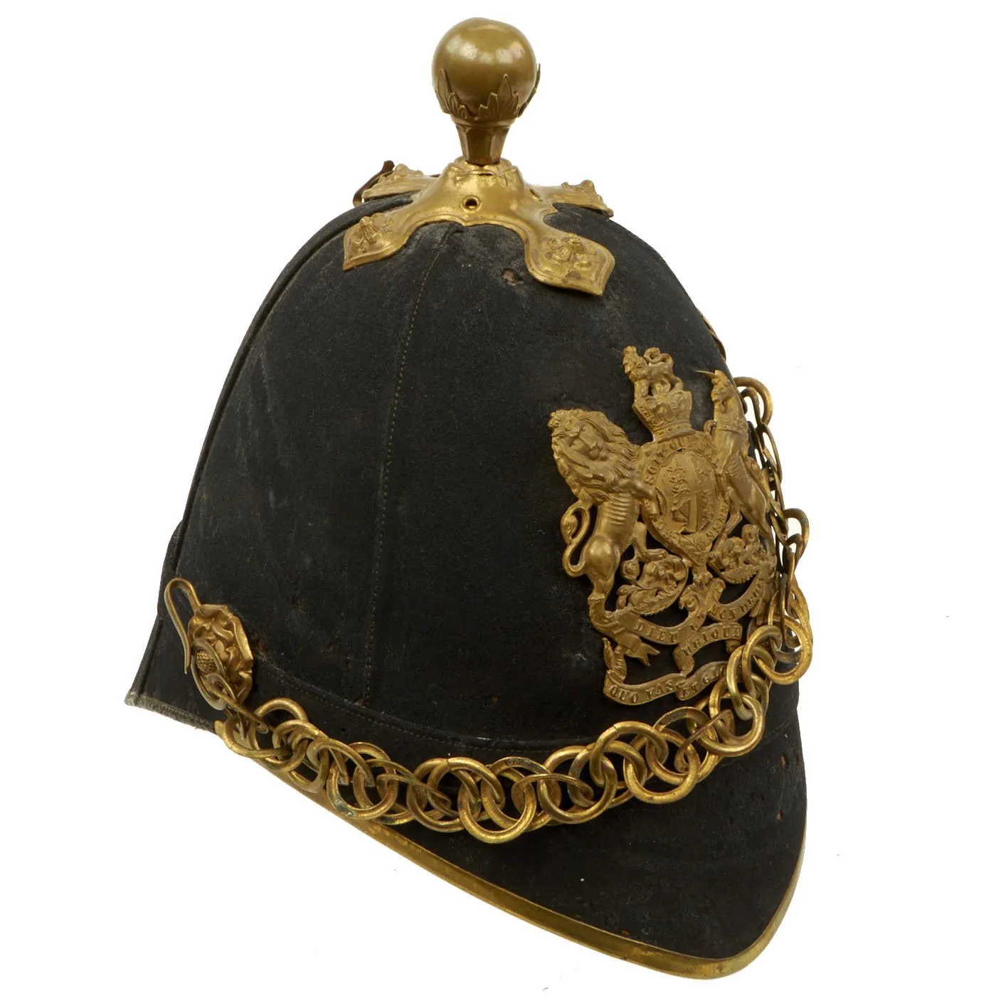 Original British Victorian Army Artillery Officer Blue Cloth Dress Spike Helmet - 1878-1902