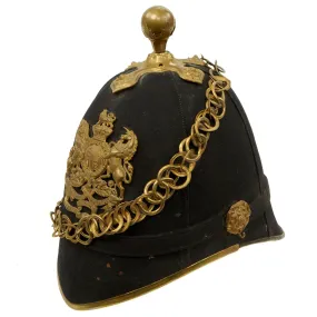 Original British Victorian Army Artillery Officer Blue Cloth Dress Spike Helmet - 1878-1902