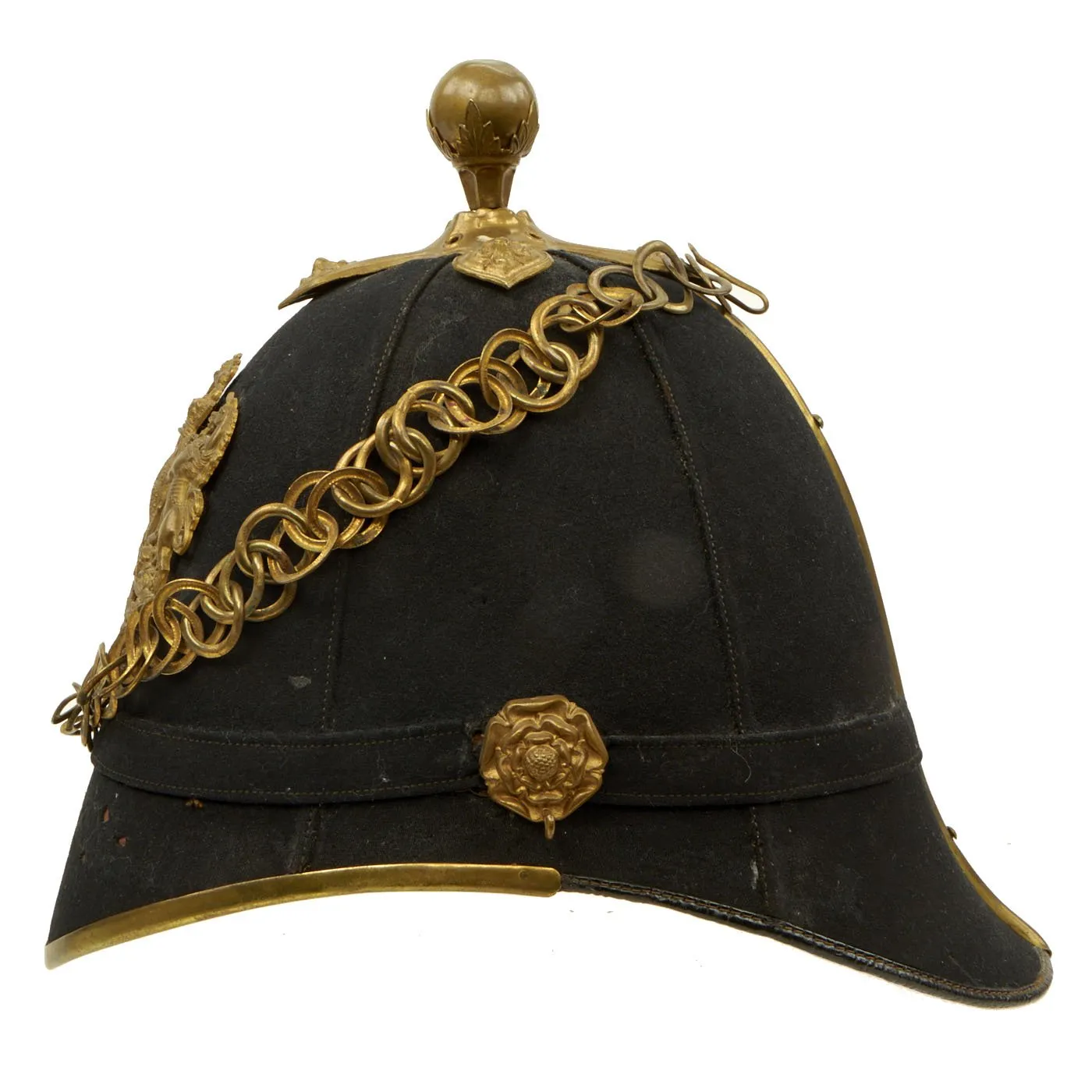 Original British Victorian Army Artillery Officer Blue Cloth Dress Spike Helmet - 1878-1902