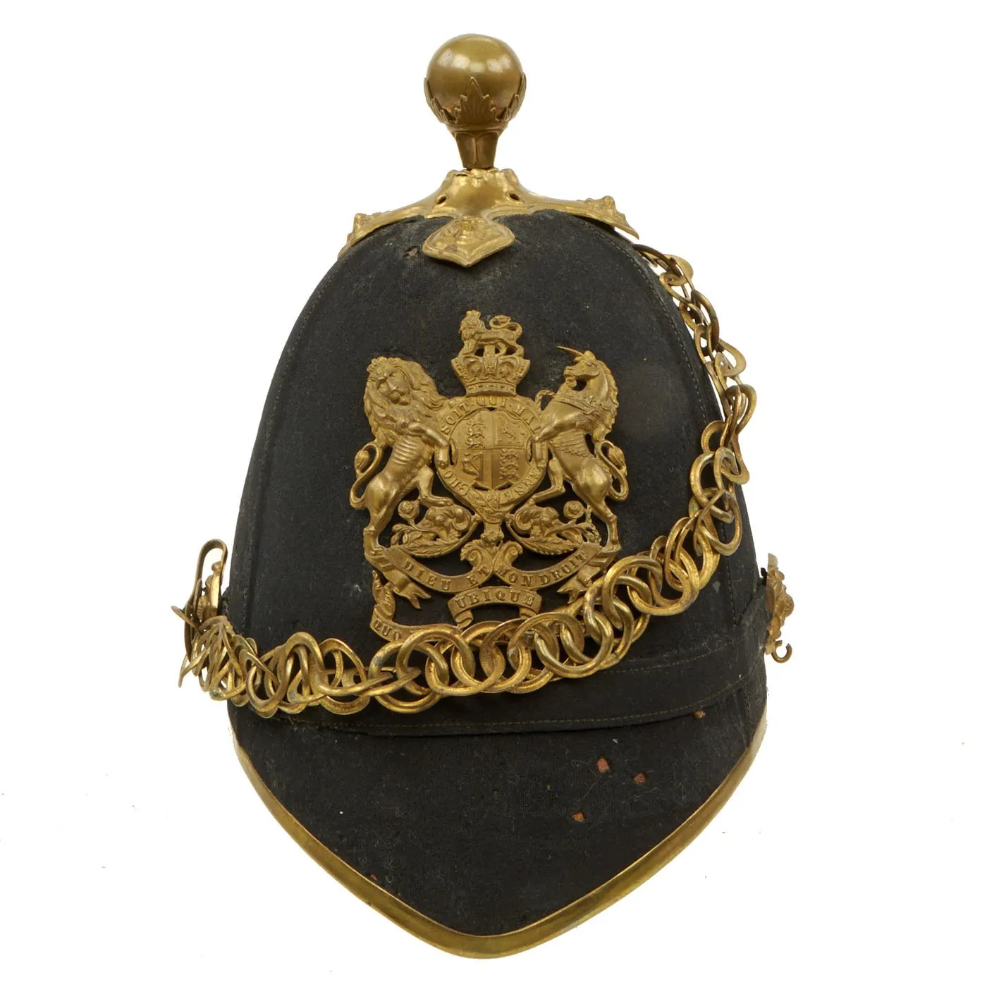 Original British Victorian Army Artillery Officer Blue Cloth Dress Spike Helmet - 1878-1902