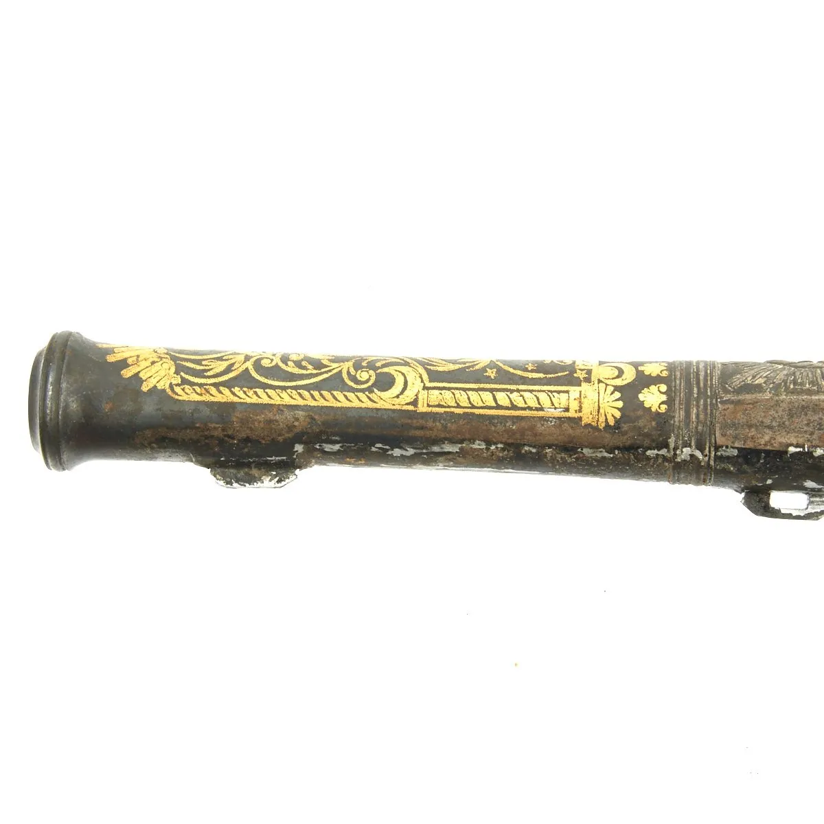 Original French Napoleonic Battlefield Pickup Fire-Damaged High Art Flintlock Pistol c.1800