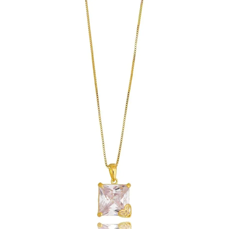 Oversized Princess Cut Cubic Zirconia Necklace