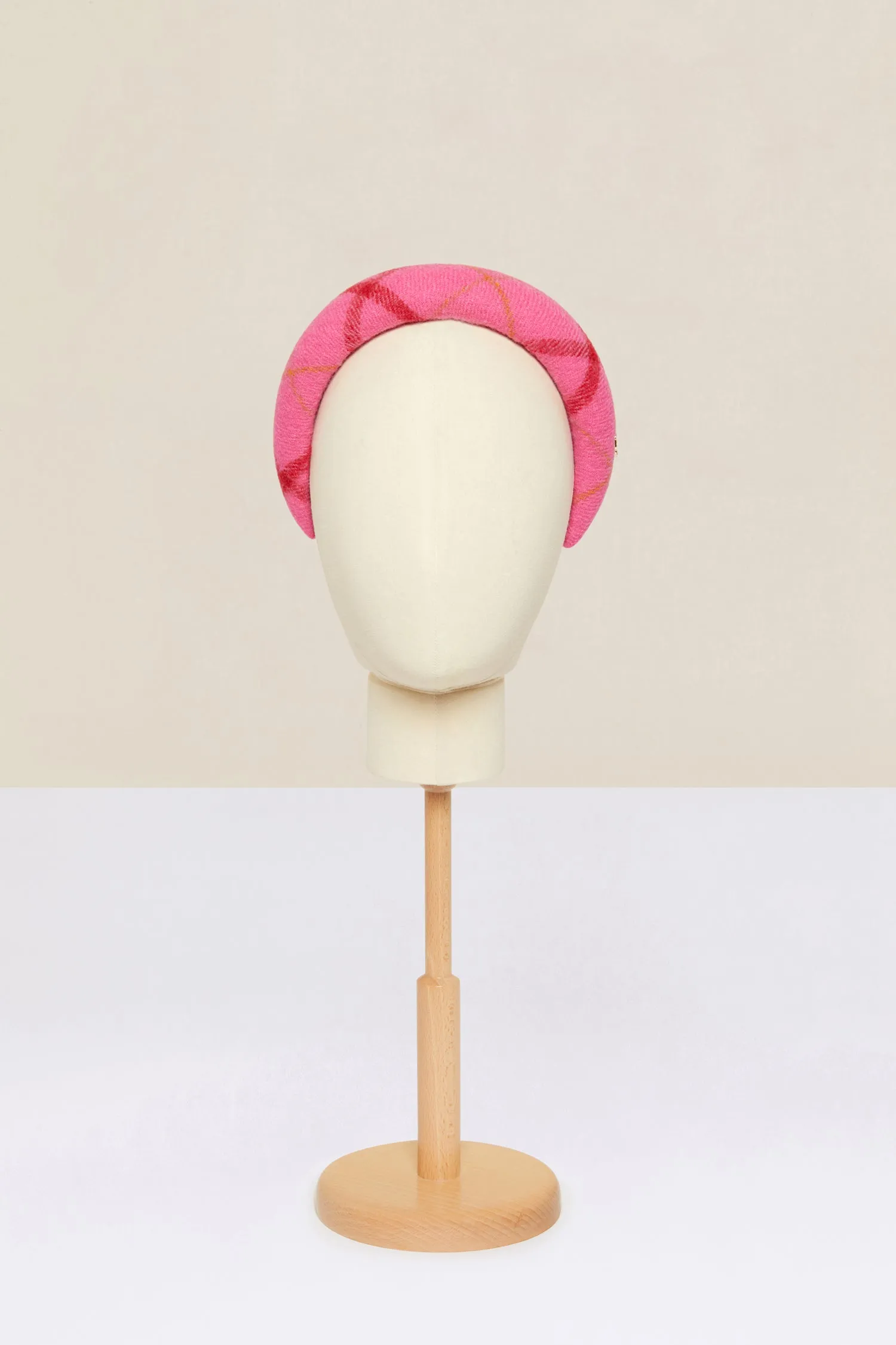 Padded headband in checked wool