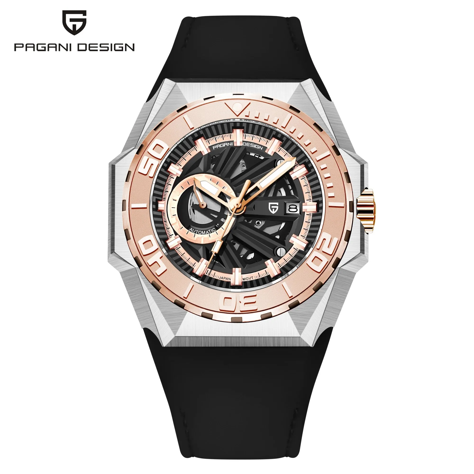 PAGANI DESIGN Skeleton Men Mechanical Wristwatches Automatic Sapphire