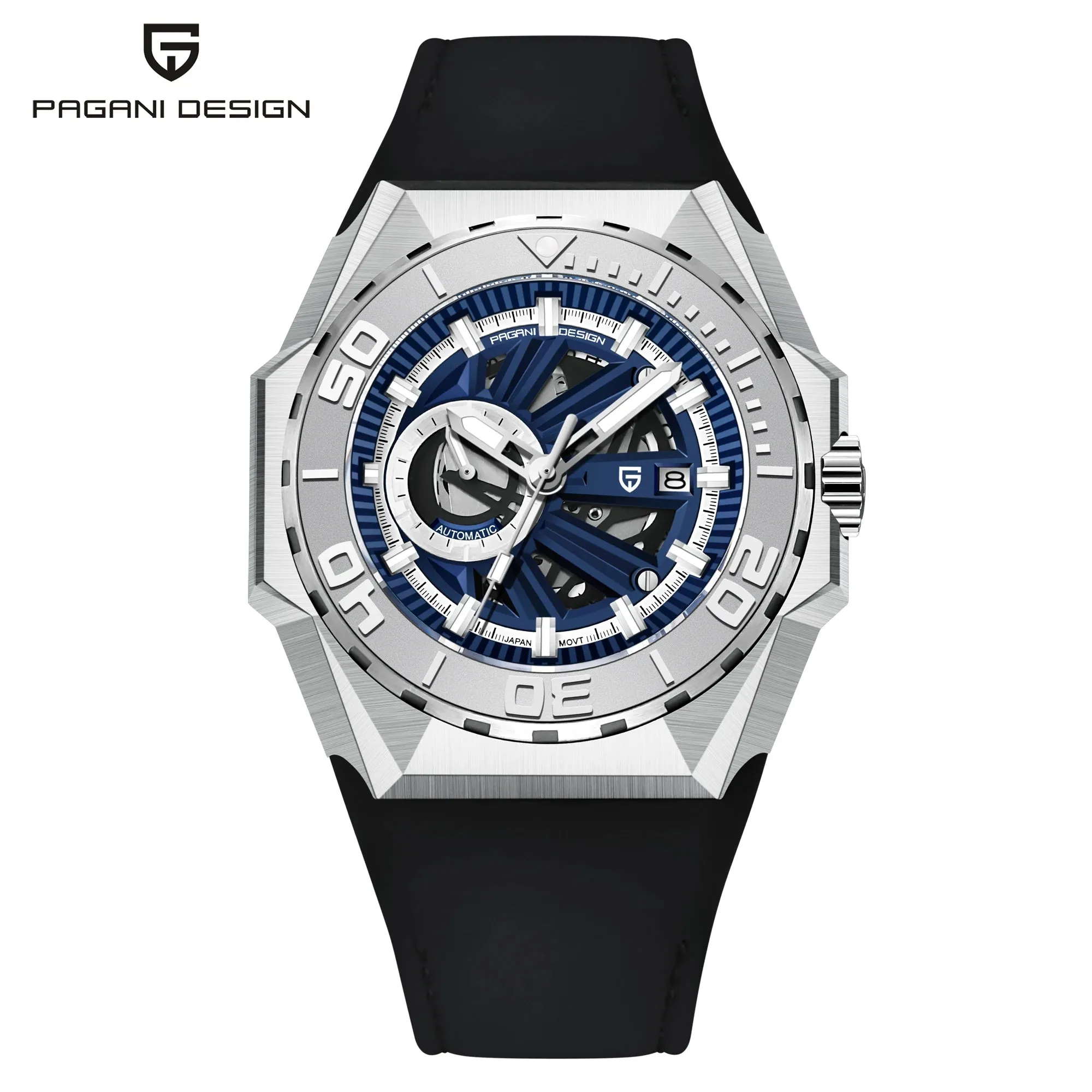 PAGANI DESIGN Skeleton Men Mechanical Wristwatches Automatic Sapphire