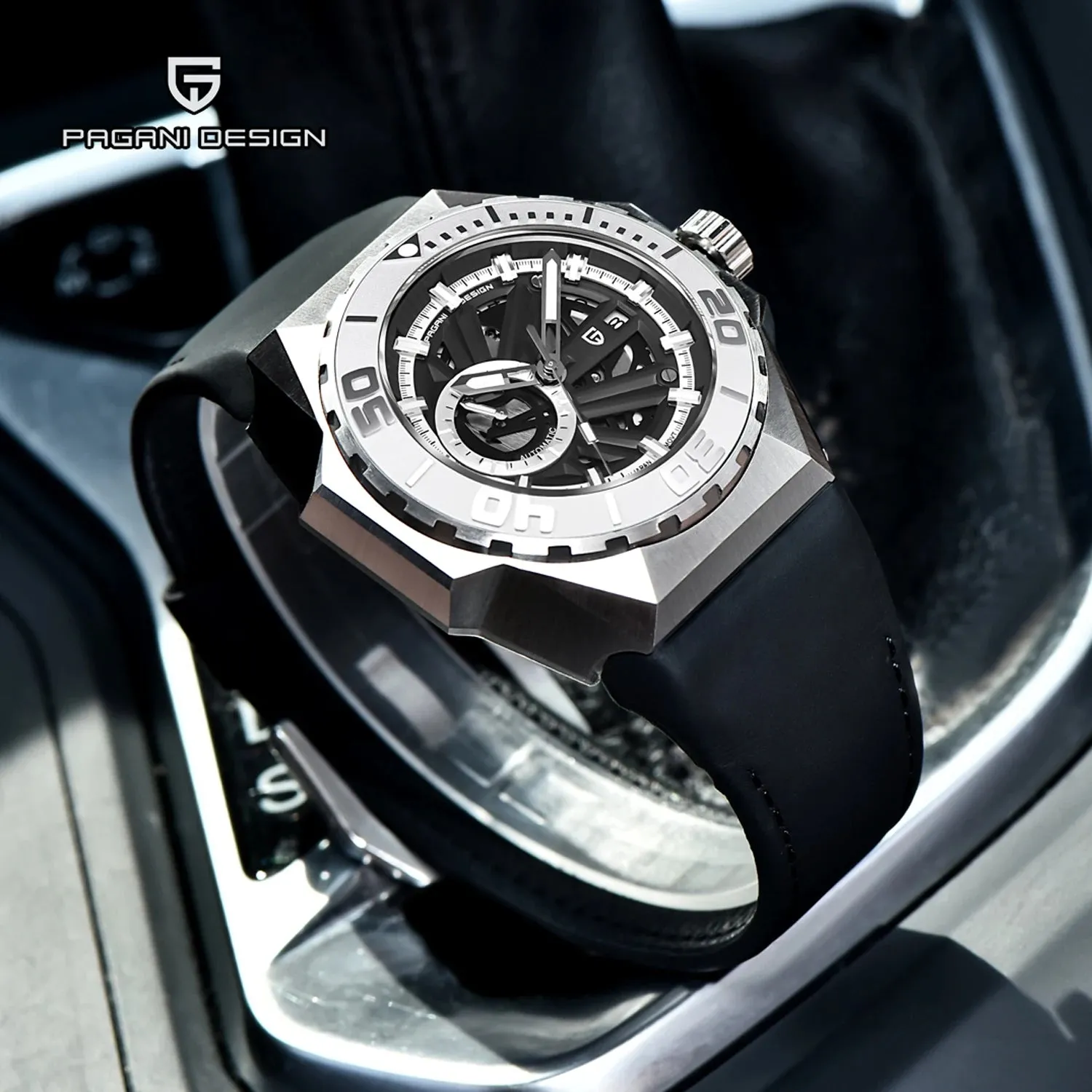 PAGANI DESIGN Skeleton Men Mechanical Wristwatches Automatic Sapphire