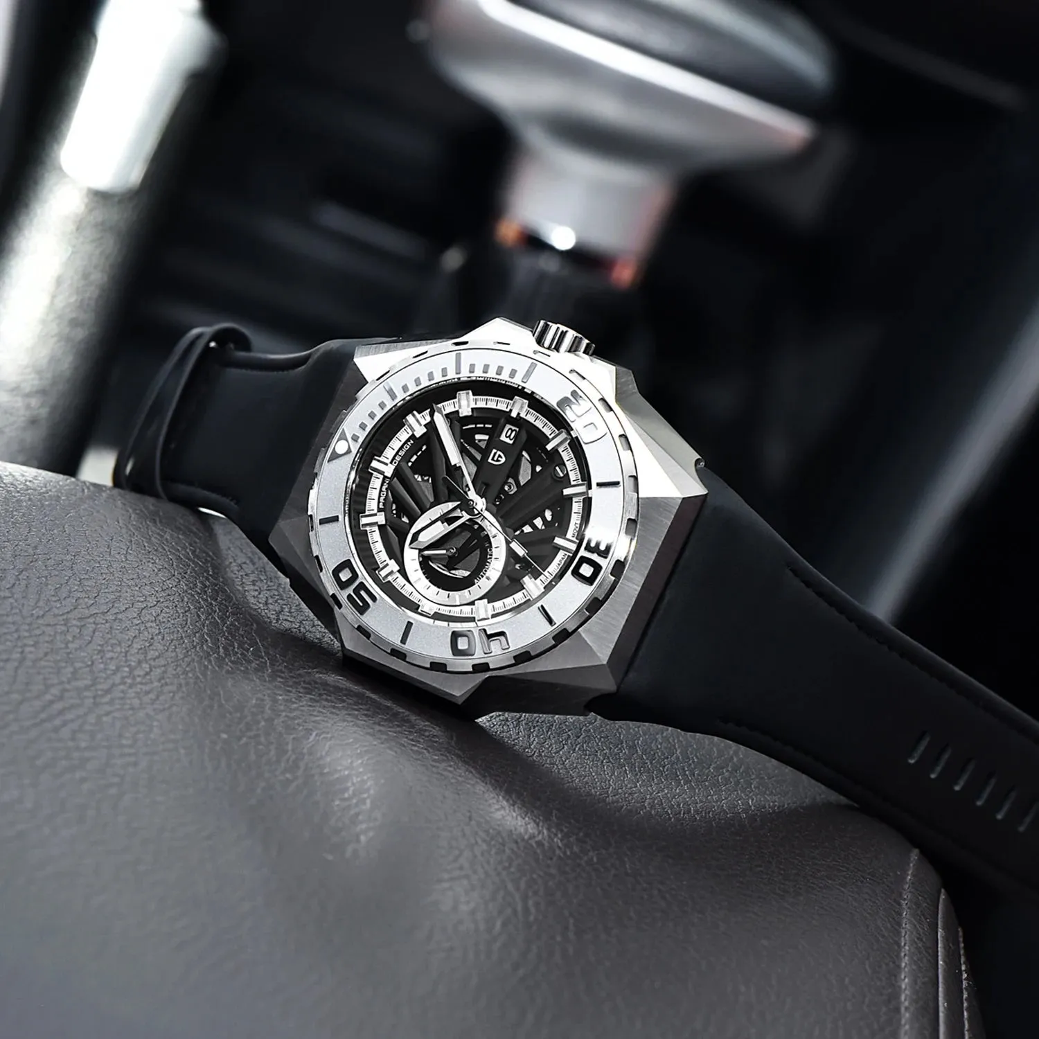 PAGANI DESIGN Skeleton Men Mechanical Wristwatches Automatic Sapphire