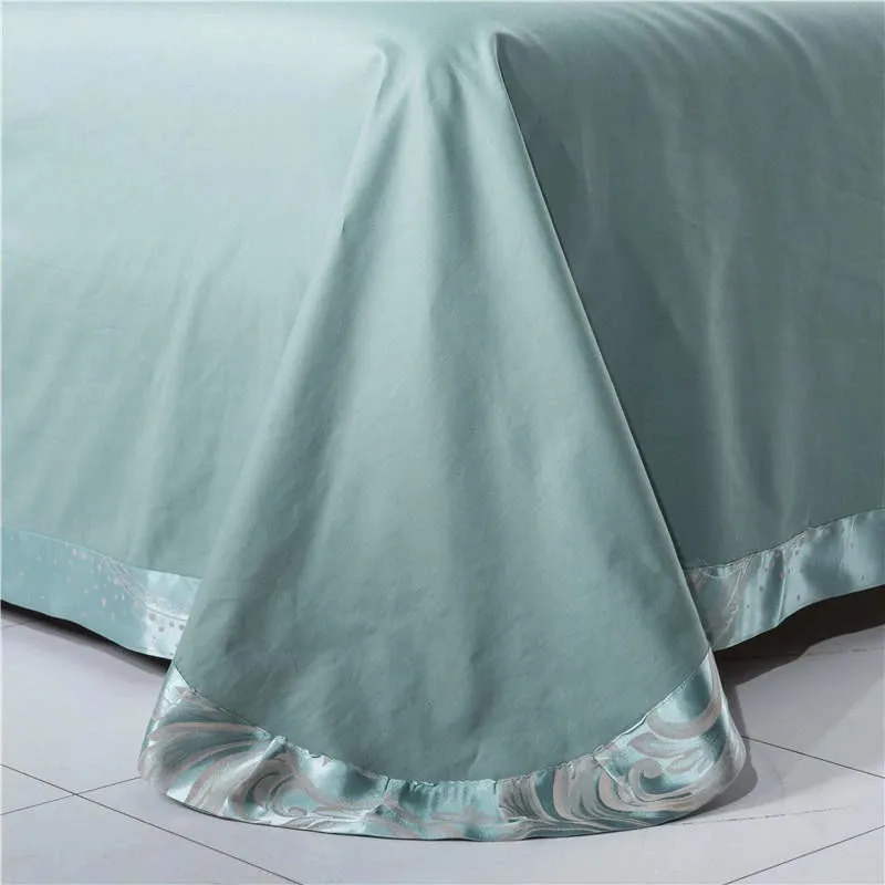 Pale Turquoise Satin Jacquard Luxury Bedding Set