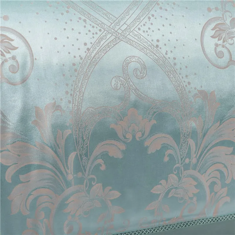 Pale Turquoise Satin Jacquard Luxury Bedding Set