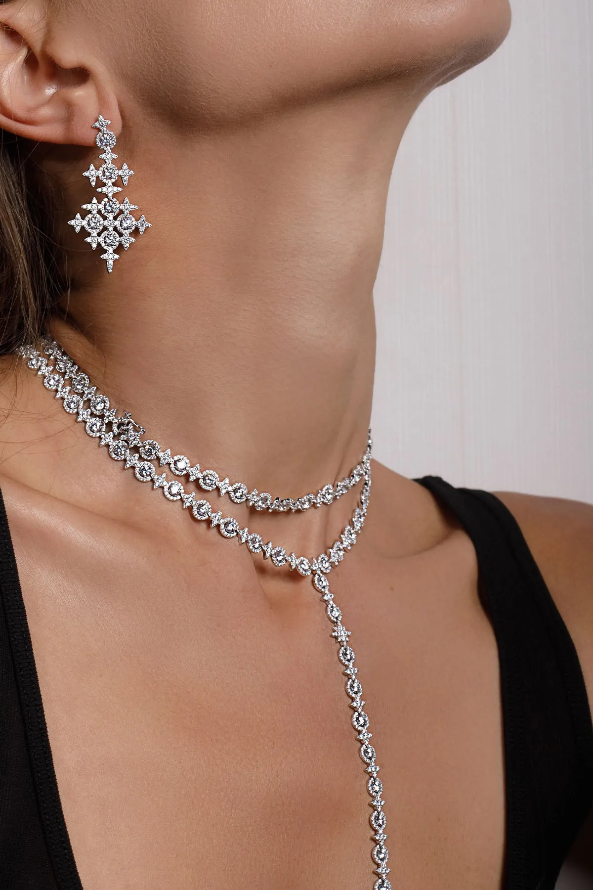 Pavé Météorites & Circles Y-drop Choker