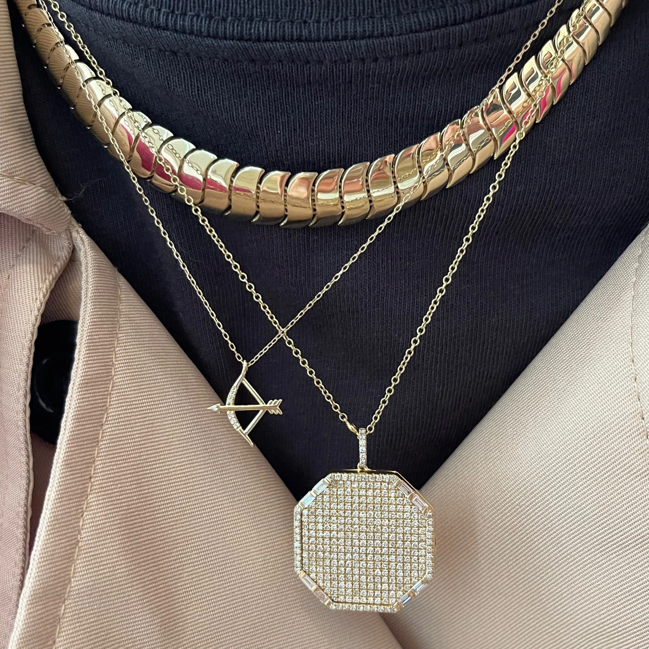 Pave Diamond Octagon Locket Necklace