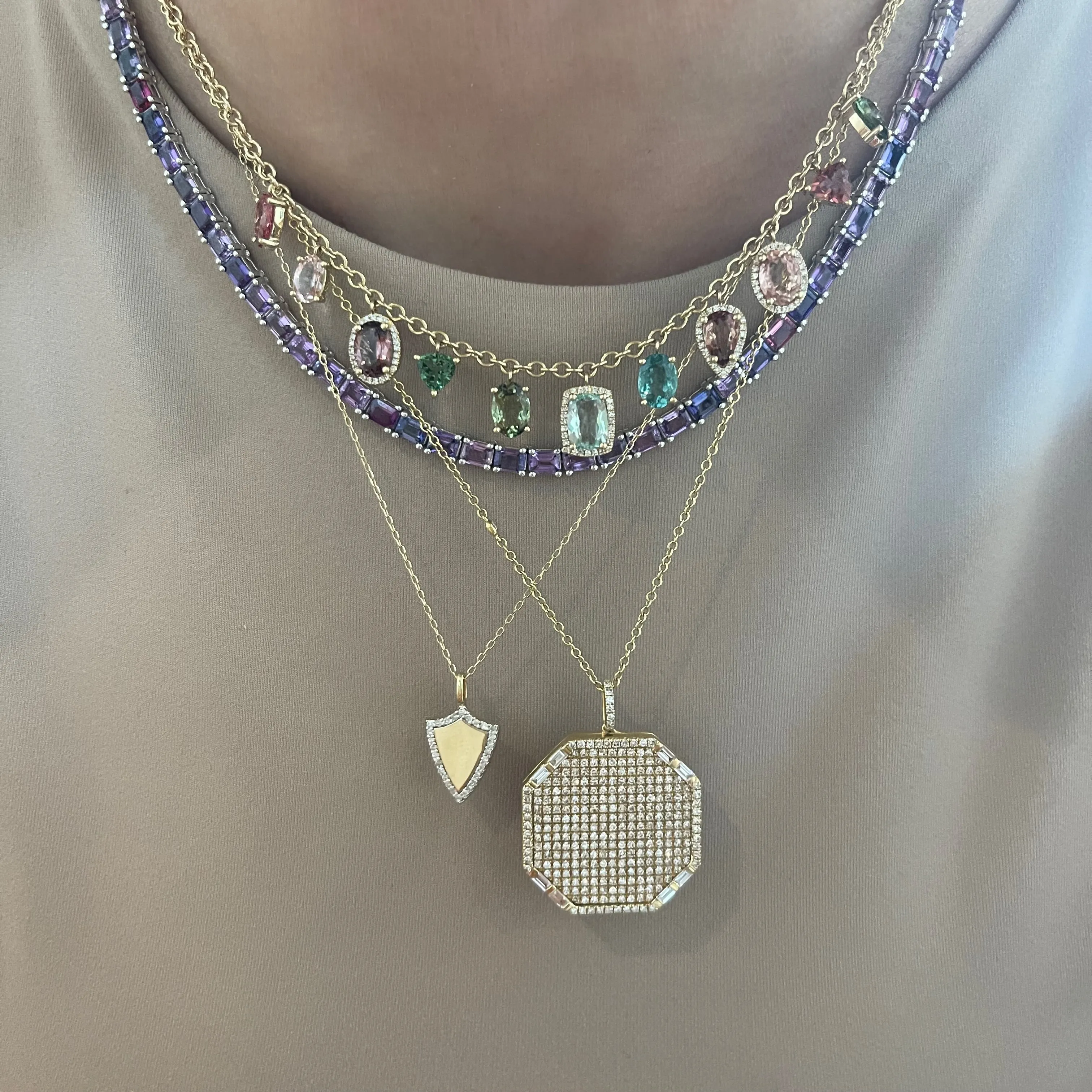 Pave Diamond Octagon Locket Necklace