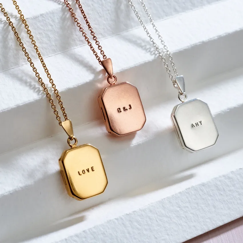 Personalised Rectangle Locket Necklace