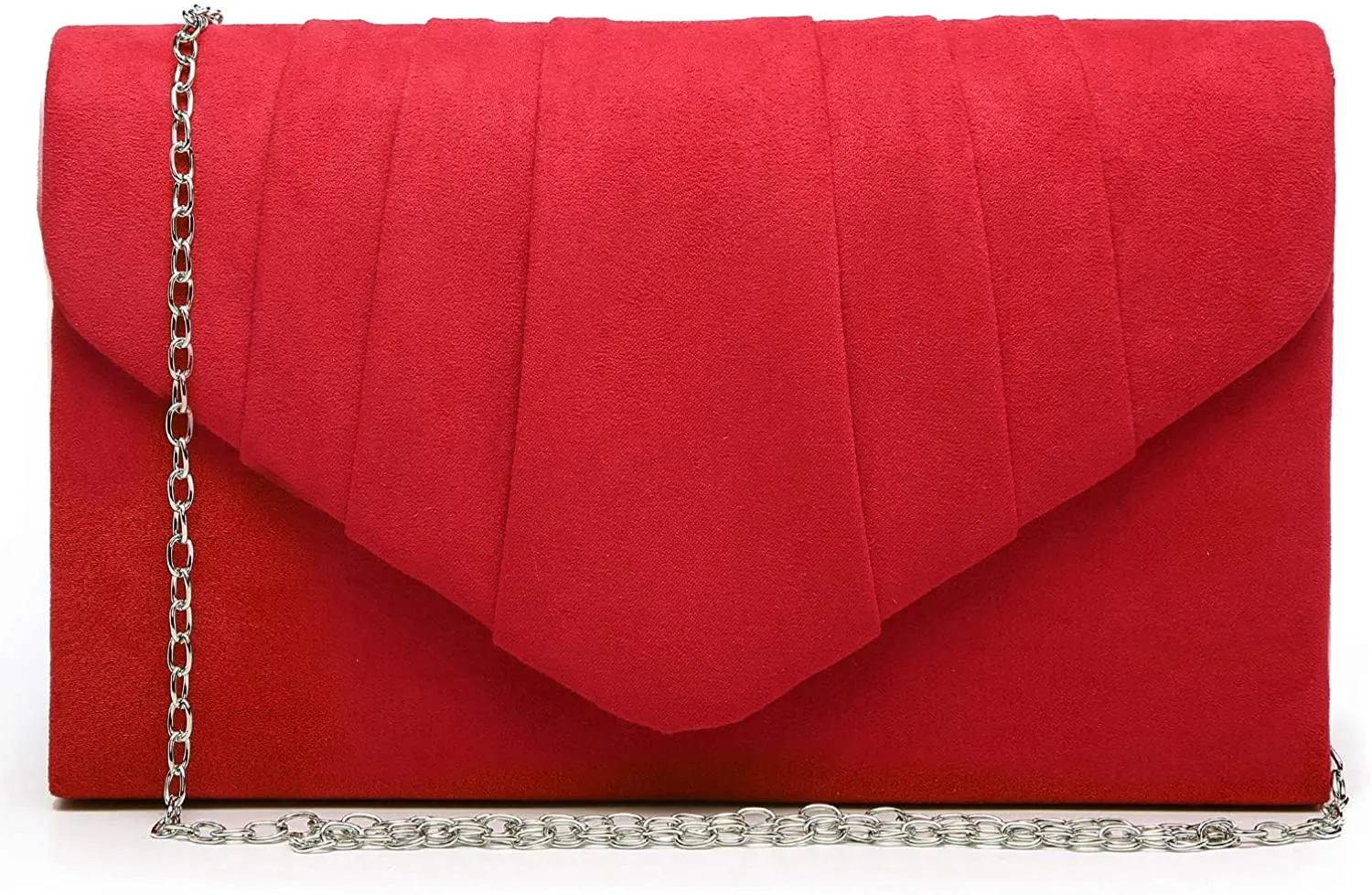 Pleated Red Velvet Envelope Clutch Handbag Bridal Purse