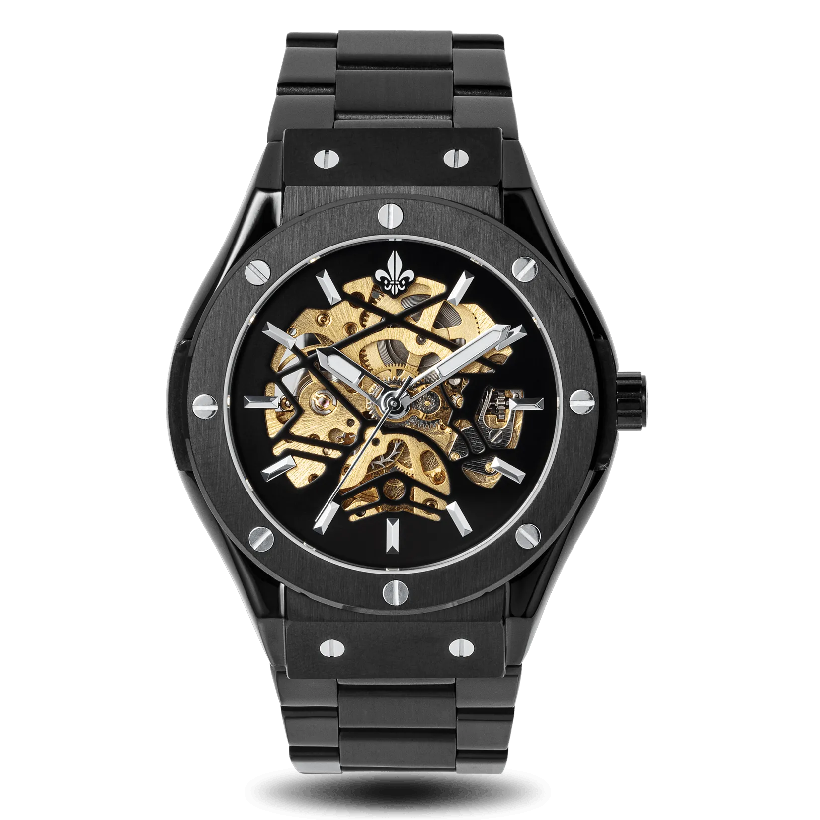 Prague Skeleton Automatic Deluxe - Black   Black Link Strap