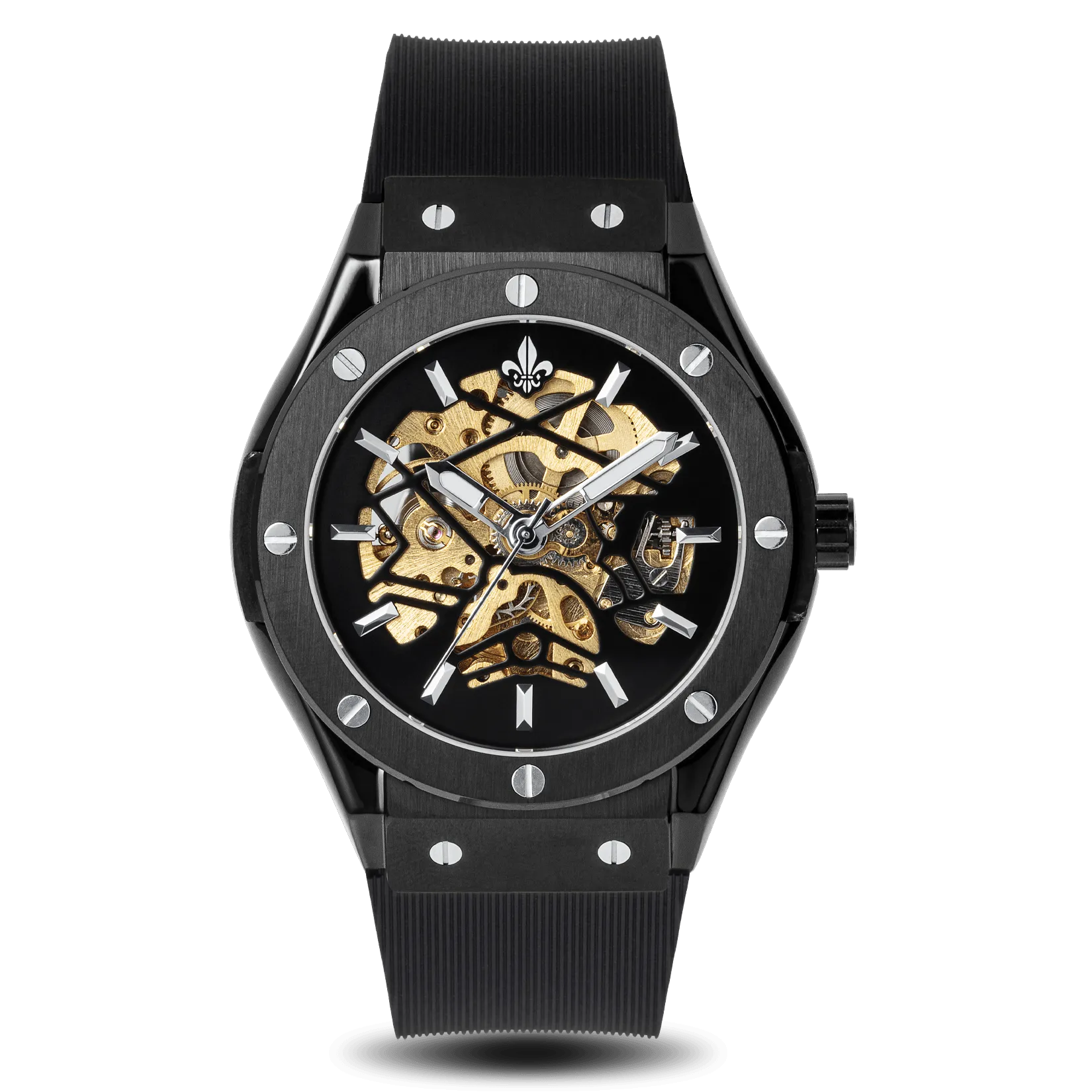 Prague Skeleton Automatic Deluxe - Black   Black Link Strap