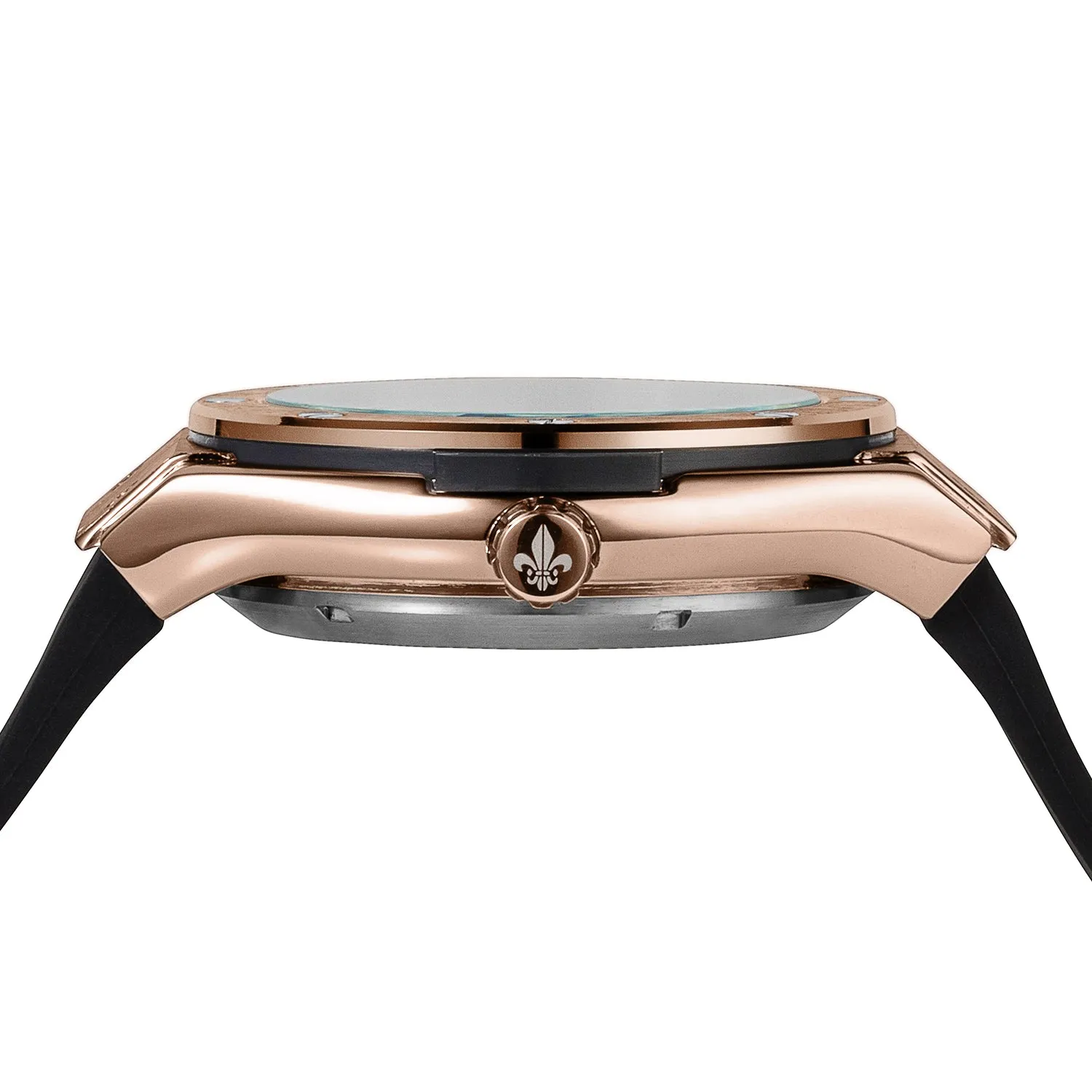 Prague Skeleton Automatic Deluxe - Rose Gold   Green Leather Strap