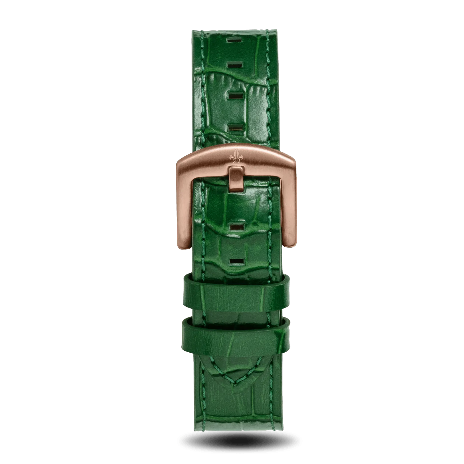 Prague Skeleton Automatic Deluxe - Rose Gold   Green Leather Strap