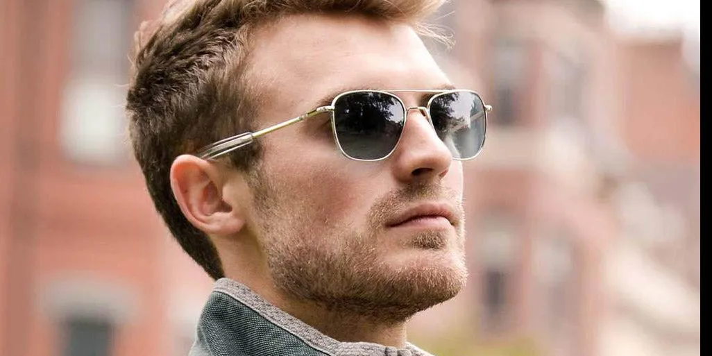 Randolph Aviator White Gold Sunglasses<span>-Polarized Cobalt & American Grey</span>