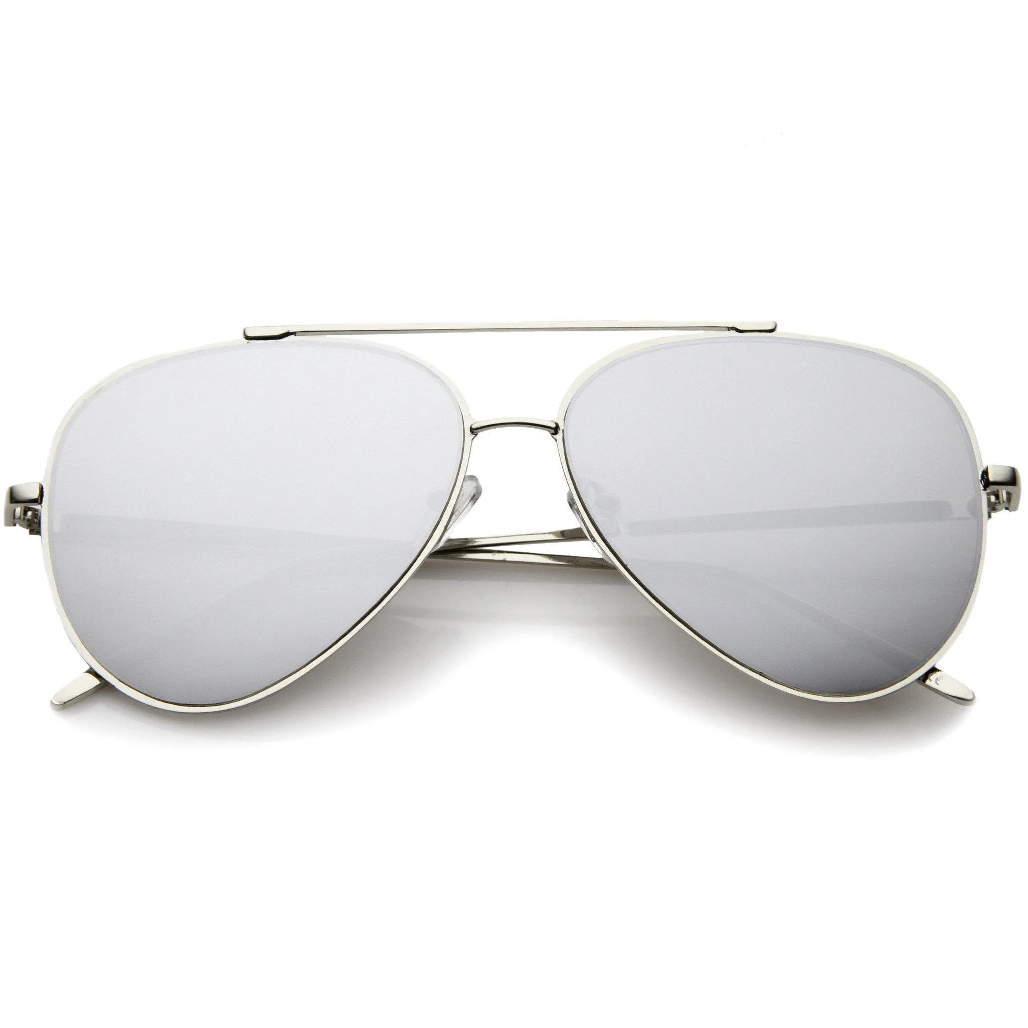 Retro Modern Mirrored Flat Lens Metal Aviator Sunglasses