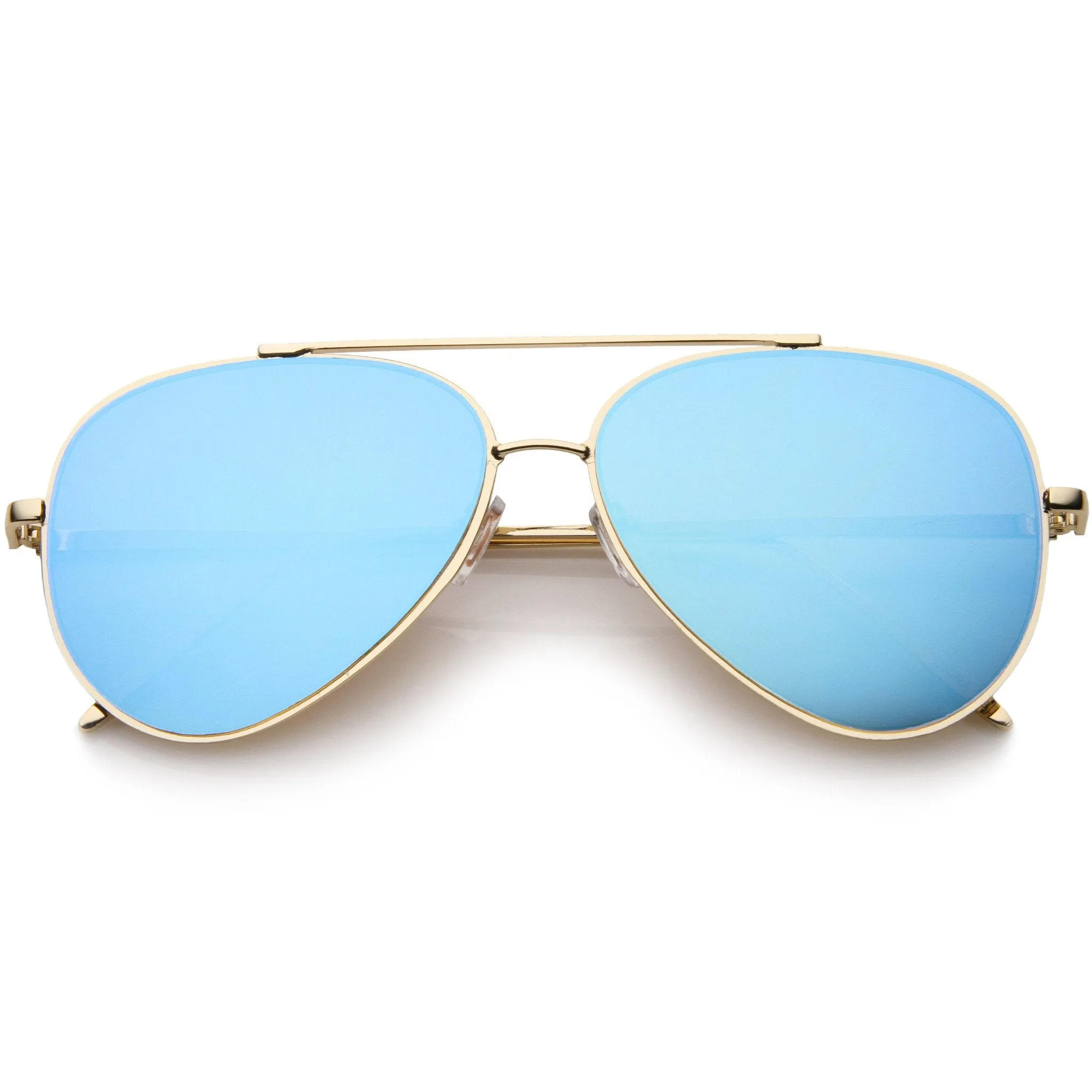 Retro Modern Mirrored Flat Lens Metal Aviator Sunglasses