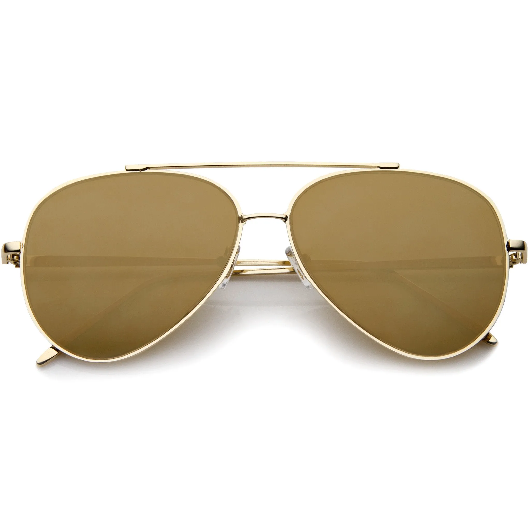 Retro Modern Mirrored Flat Lens Metal Aviator Sunglasses