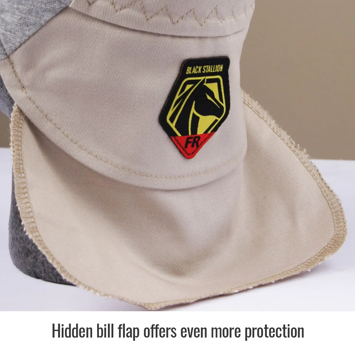 Revco AH1630-GS Gray/Stone Khaki FR Cotton Welding Cap w/ Hidden Bill Extension (1 Cap)