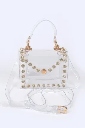 Rhinestone Studded Transparent Mini Stadium Bag