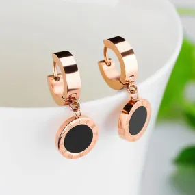 Roman Numeral Round Drop Earrings