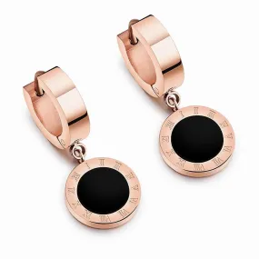 Roman Numeral Round Drop Earrings