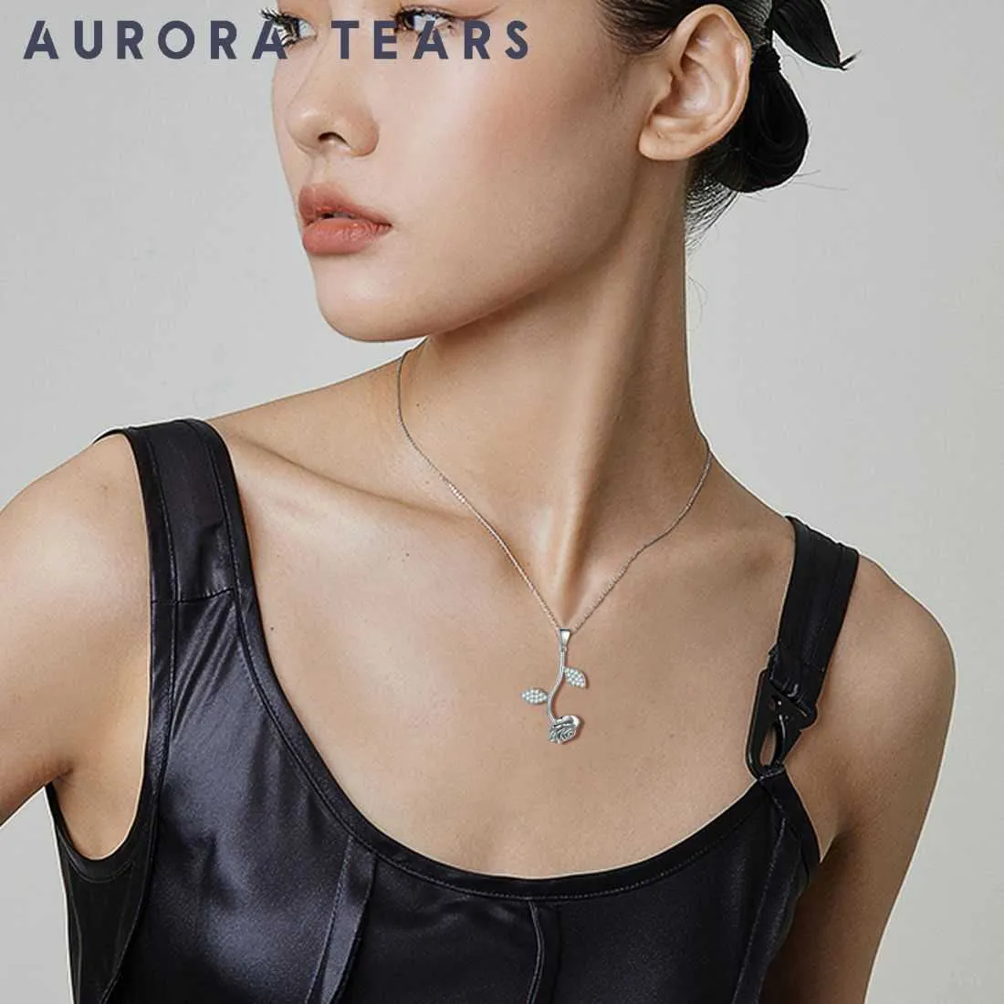 Rose Flower Necklace Pendant Women Jewelry 925 Sterling Silver Fine Jewelry