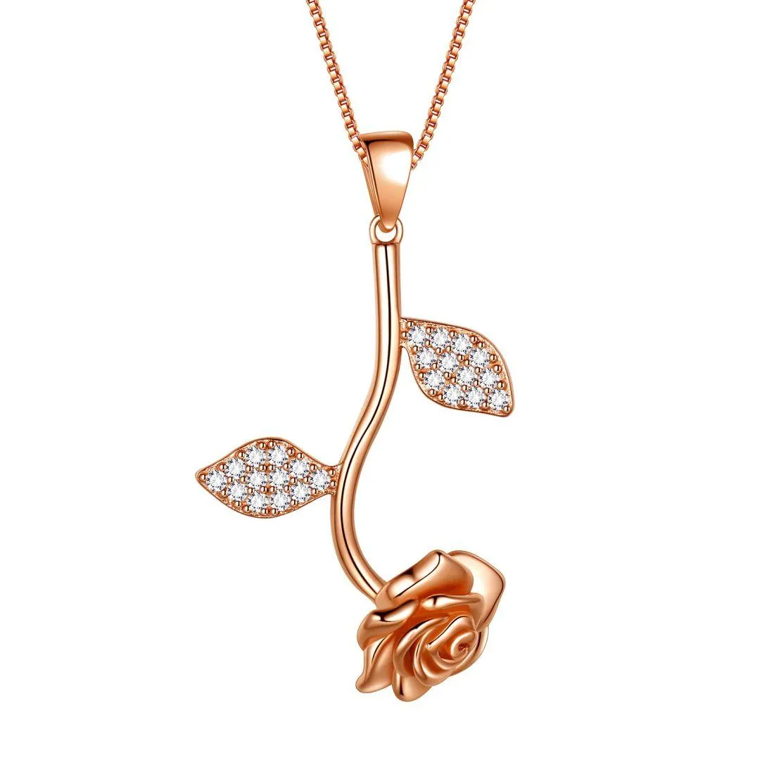 Rose Flower Necklace Pendant Women Jewelry 925 Sterling Silver Fine Jewelry