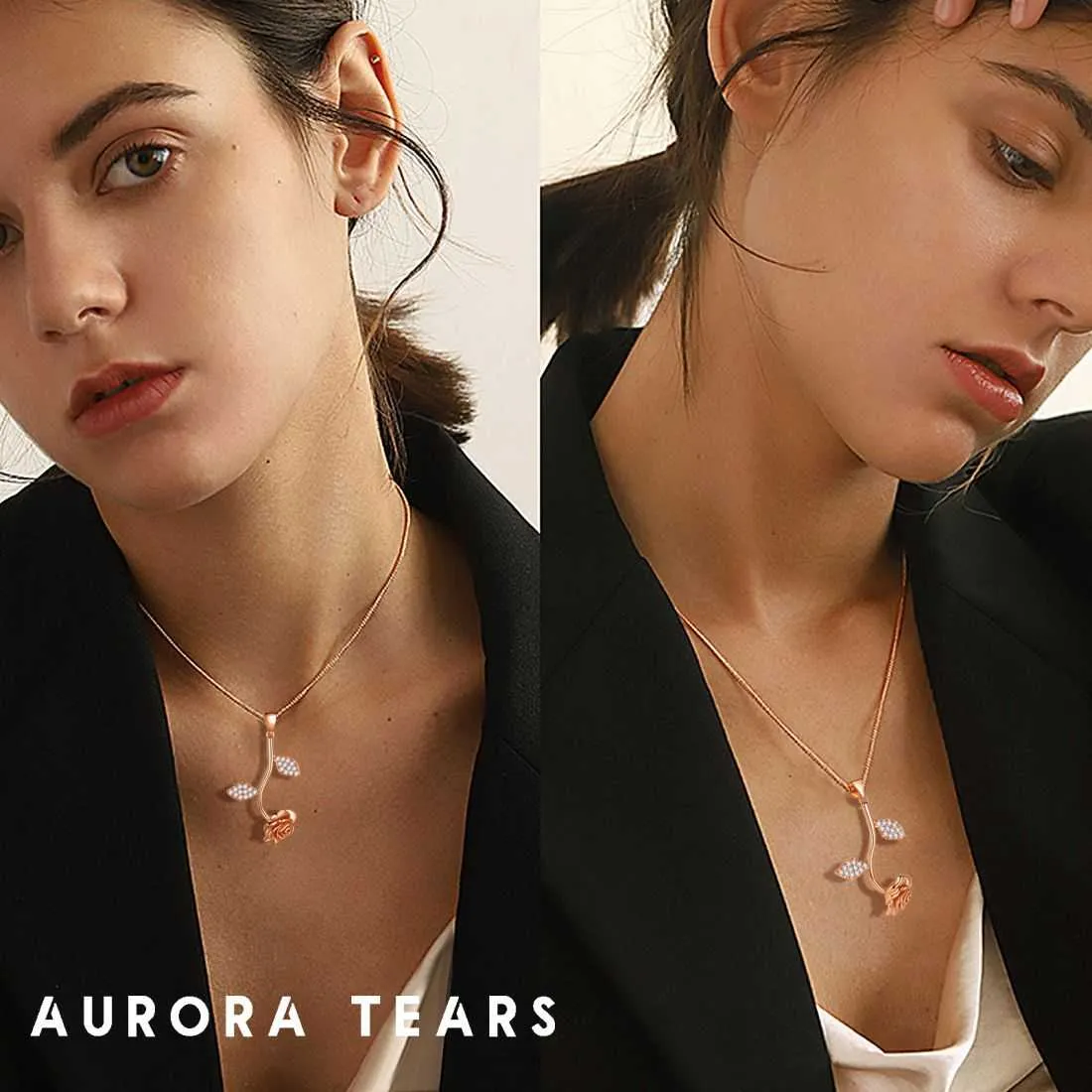 Rose Flower Necklace Pendant Women Jewelry 925 Sterling Silver Fine Jewelry