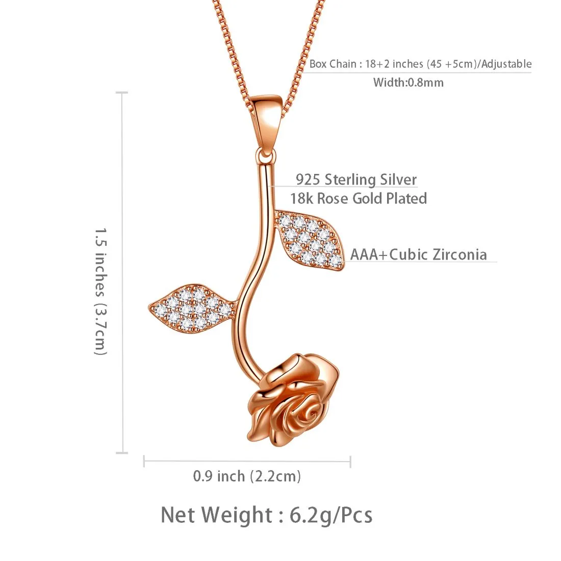 Rose Flower Necklace Pendant Women Jewelry 925 Sterling Silver Fine Jewelry