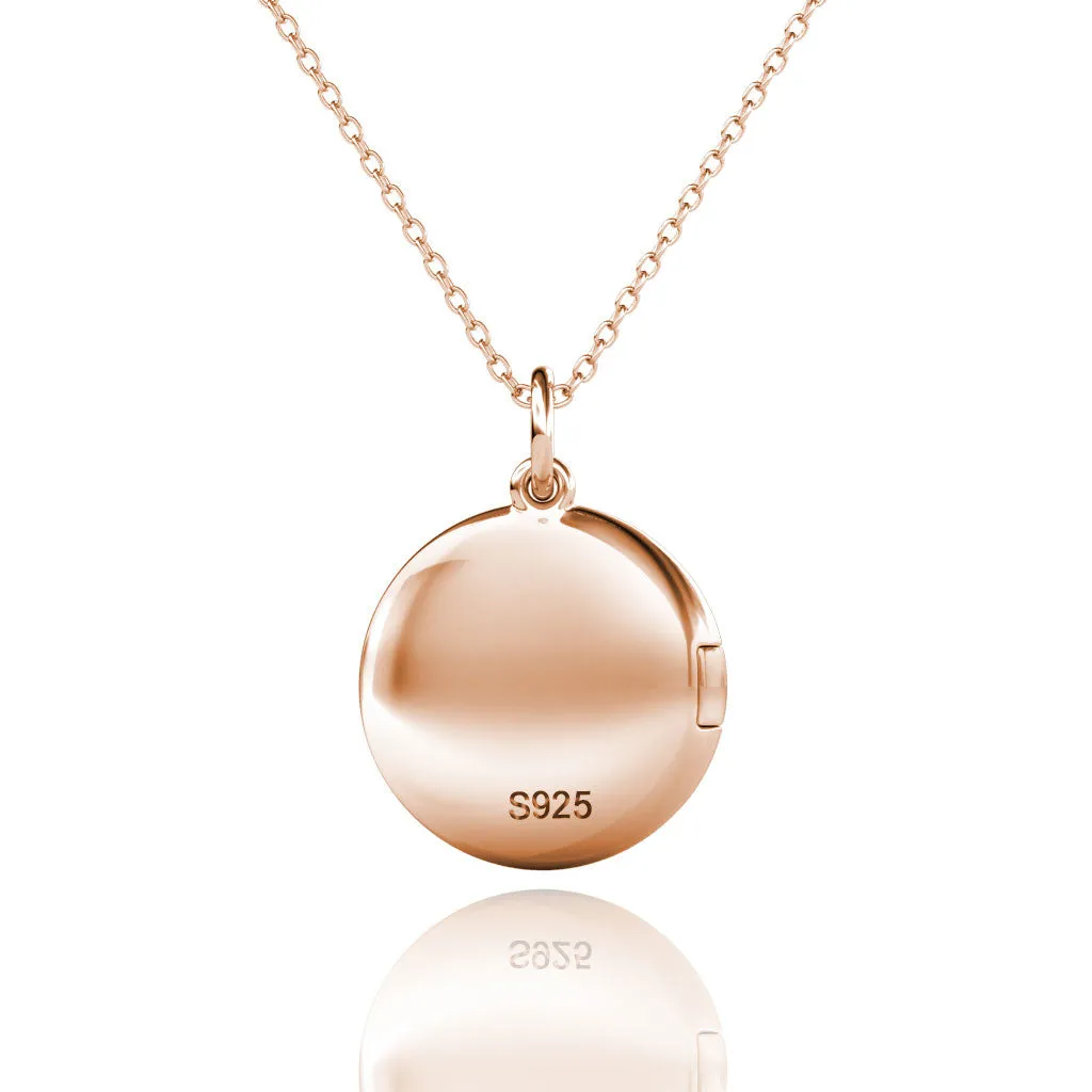 Round Photo Locket Necklace with Picture Inside - Rose Gold