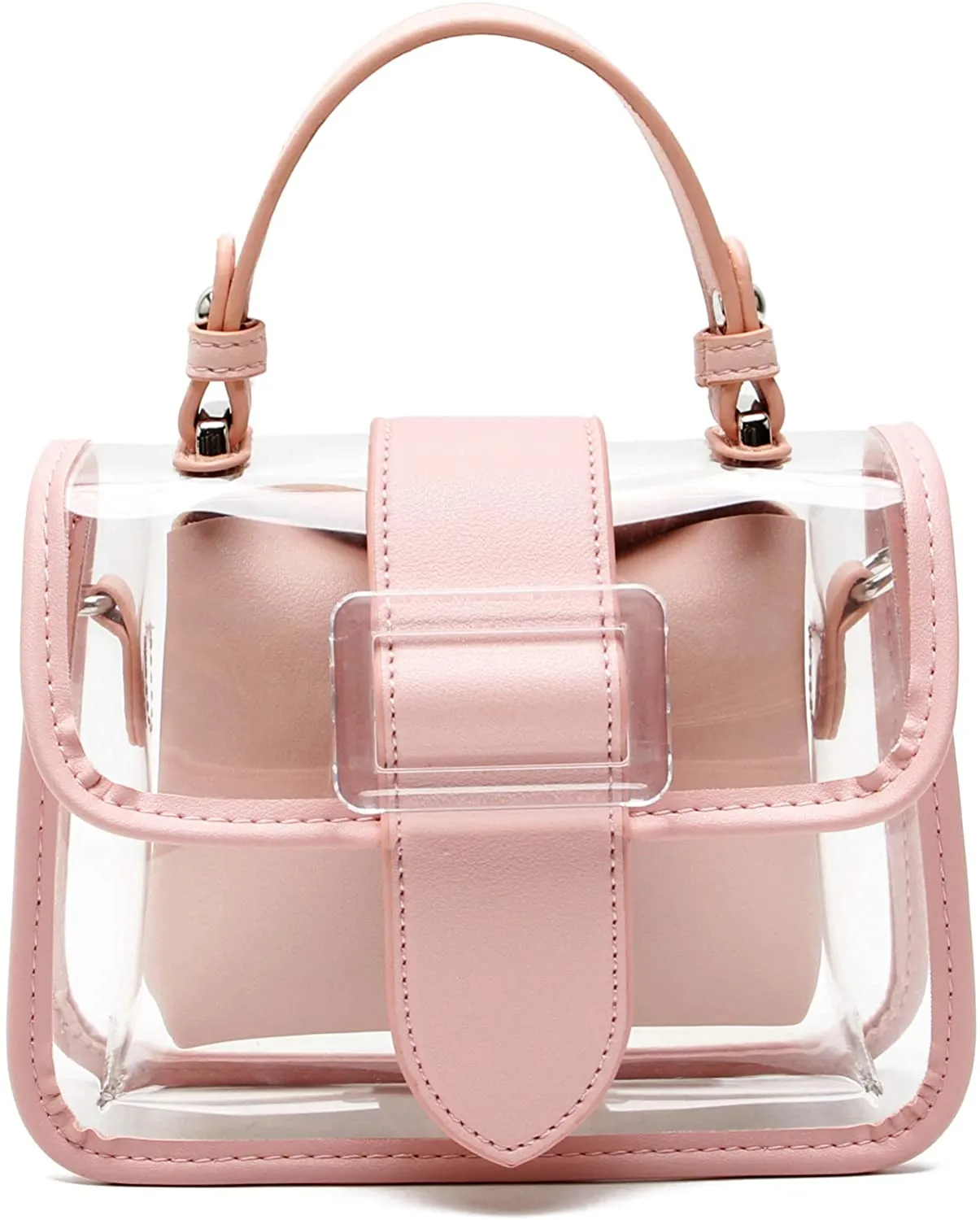Sage Green Clear Shoulder Bag Purse 2 in 1 Transparent Crossbody Bag Jelly Handbag