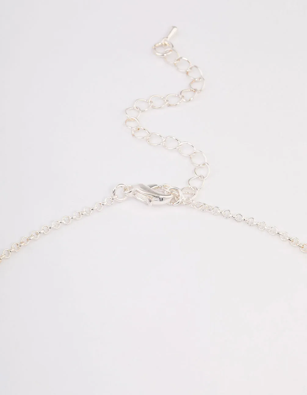 Silver Stone Cubic Zirconia Pendant Station Necklace