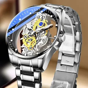 Skeleton See-Through Watch Mechanical Quartz Gold Silver