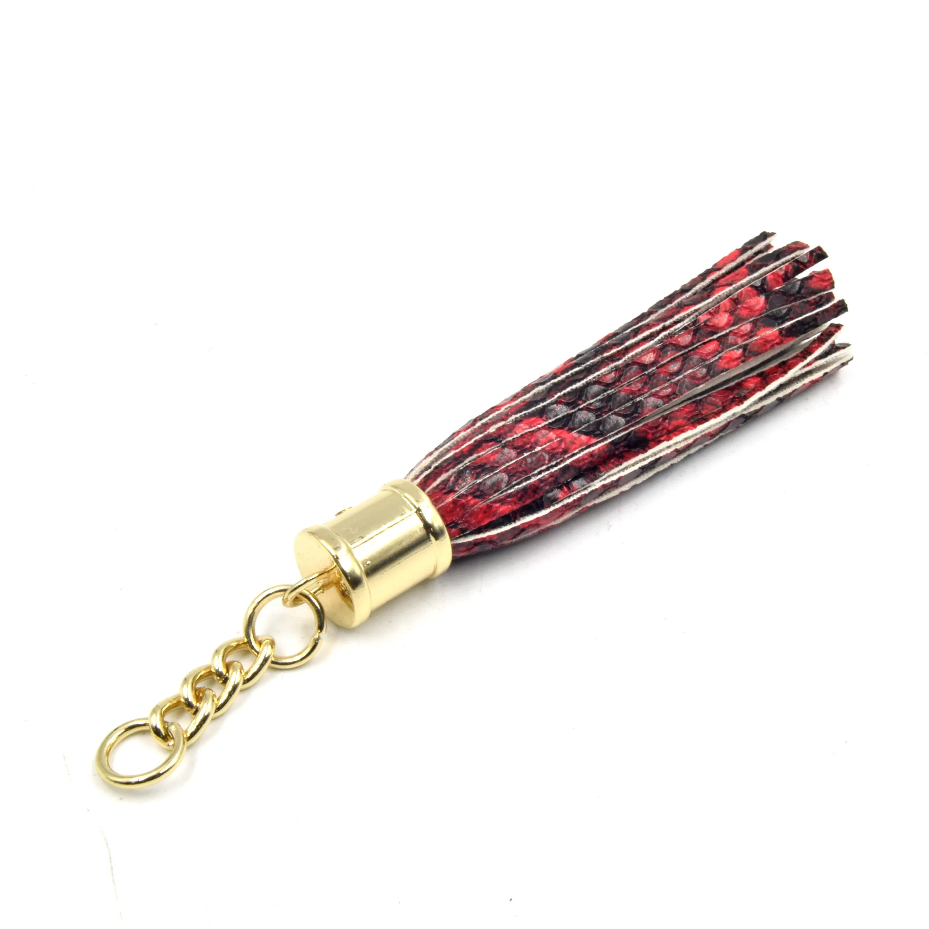 Snakeskin Tassels | 3 inch Faux Leather Snakeskin Tassel Pendants | Available in Red, Grey, and Brown Snakeskin